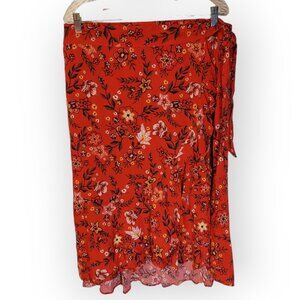 Shyanne size XL women’s midi wrap skirt red floral